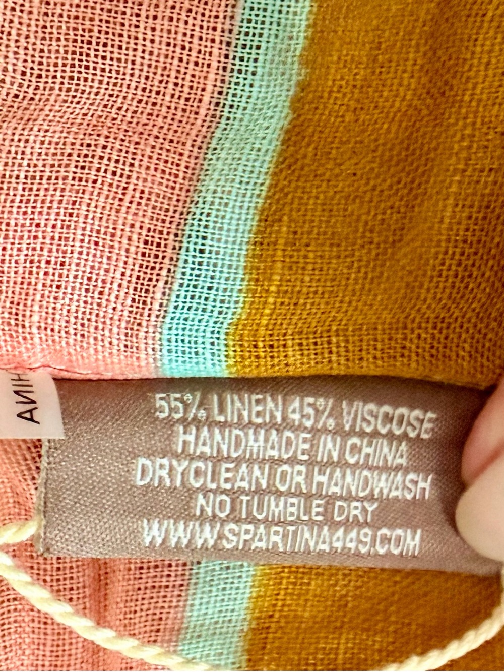 Spartina 449 NWT Multicolor Striped Linen Poncho Tassel Trim - Picture 7 of 10